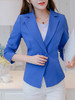 Graceful Notch Lapel Plain Blazer With Long Sleefe