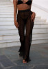 Black Ruffle High Waisted Clubwear Party Wide Flare Leg Long Pants