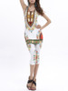 Casual Fitted Sleeveless Tribal Printed T-Shirt And Midi Pant