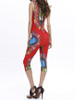 Casual Fitted Sleeveless Tribal Printed T-Shirt And Midi Pant