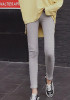 Light Grey Patchwork High Waisted Sports Nine's Pants