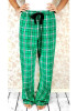 Green Plaid Drawstring Elastic Waist High Waisted Casual Wide Leg Long Pants