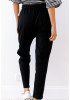 Black Pockets Drawstring Loose Mid-rise Casual Long Pants