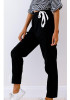 Black Pockets Drawstring Loose Mid-rise Casual Long Pants