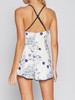 Casual Spaghetti Strap Backless Belt Printed Straight Jumpsuit