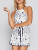 Casual Spaghetti Strap Backless Belt Printed Straight Jumpsuit