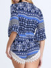 Casual Deep V-Neck Decorative Lace Printed Chiffon Romper