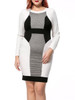 Casual Modern Round Neck Color Block Plus Size Bodycon Dress