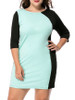 Casual Modern Color Block Round Neck Plus Size Bodycon Dress