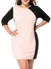 Casual Modern Color Block Round Neck Plus Size Bodycon Dress