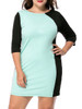 Casual Modern Color Block Round Neck Plus Size Bodycon Dress
