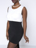 Casual Color Block Asymmetric Hem Round Neck Plus Size Bodycon Dress