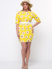 Casual Daisy Printed Half Sleeve Plus Size Bodycon Dress