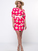 Casual Daisy Printed Half Sleeve Plus Size Bodycon Dress