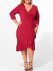 Casual V Neck Flounce Bowknot Plain Plus Size Bodycon Dress Casual V Neck Flounce Bowknot Plain Plus Size Bodycon Dress