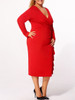 Casual Surplice Plain Cascading Ruffles Plus-size-bodycon-dress