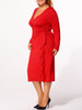 Casual Surplice Plain Cascading Ruffles Plus-size-bodycon-dress