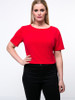 Casual Bowknot Back Hole Plain Round Neck Cropped Plus Size T-Shirt