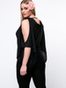 Casual Open Shoulder Solid Plus Size T-Shirt In Black