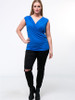 Casual Surplice Solid Sleeveless Plus Size T-Shirt