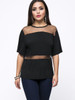 Casual Patchwork See-Through Exposed Navel Plain Plus Size T-Shirt