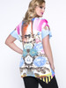 Casual Colorful Floral Round Neck Asymmetric Hem Plus Size T-Shirt