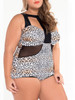 Casual Patchwork Color Block Leopard Plus Size One Piece