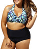Casual Halter Plus Size Swimwear In Geometric Printed
