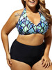 Casual Halter Plus Size Swimwear In Geometric Printed