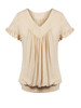 Casual V-Neck Plain Plus Size T-Shirt With Ruffle Trim
