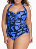 Casual Alluring Halter Cutout Printed Plus Size One Piece