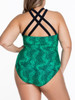 Casual Spaghetti Strap Keyhole Printed Plus Size One Piece