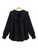 Casual Doll Collar Plain Plus Size Blouse With Ruffle Trim Detail
