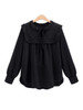 Casual Doll Collar Plain Plus Size Blouse With Ruffle Trim Detail
