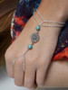 Bohemia Turquoise Flower Disk With Ring Bracelet Accessories