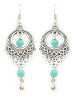 Vintage Ethnic Turquoise Hollow Carved Water Drops Earrings