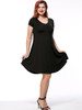 Casual Basic Loose V-Neck Solid Plus Size Shift Dress
