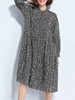 Casual Band Collar Printed Chiffon Plus Size Flared Dress