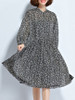Casual Band Collar Printed Chiffon Plus Size Flared Dress