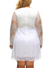 Casual Courtly Solid Patchwork See-Through Plus Size Flared Dress