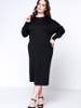 Casual Brief Designed Crew Neck Batwing Sleeve Plus Size Shift Dress