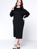 Casual Brief Designed Crew Neck Batwing Sleeve Plus Size Shift Dress