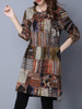 Casual Round Neck Pocket Abstract Print High-Low Plus Size Shift Dress