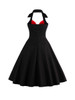 Casual Bowknot Color Block Halter Plus Size Flared Dress