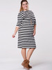 Casual Crew Neck Striped Half Sleeve Plus Size Shift Dress