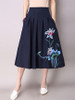 Casual Elastic Waist Pocket Printed Flared Maxi Skirt