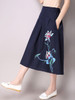Casual Elastic Waist Pocket Printed Flared Maxi Skirt