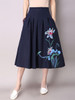 Casual Elastic Waist Pocket Printed Flared Maxi Skirt