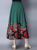 Casual Elastic Waist Chinoiserie Printed Flared Maxi Skirt