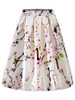 Casual Elastic Waist Floral Printed Flared Midi Skirt